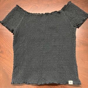 Abercrombie Kids Black Smocked Short Sleeve Top